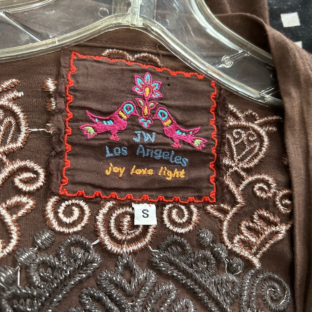 Johnny Was Brown Embroidered Cardigan - Picture 4 of 4